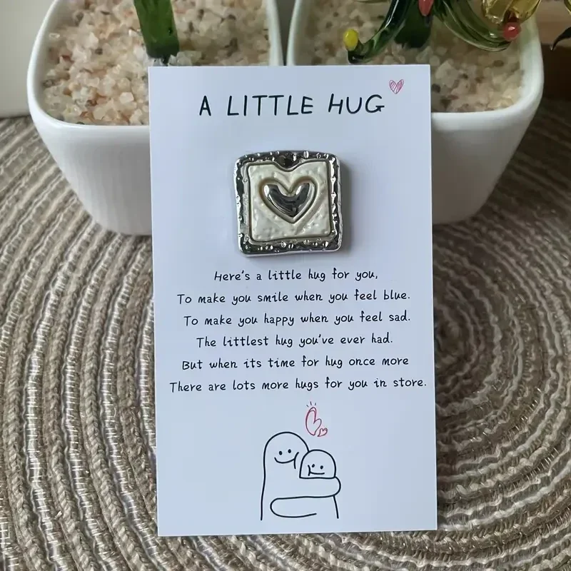 Pocket hug hart - Wit en Roze