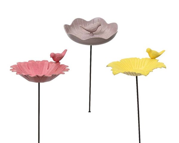 Vogelbad met vogeltje - 3 kleuren