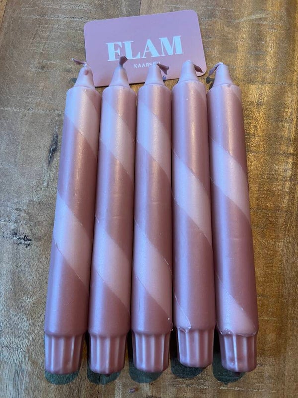 FLAM.Kaars - Swirl Camel/Roze - per stuk