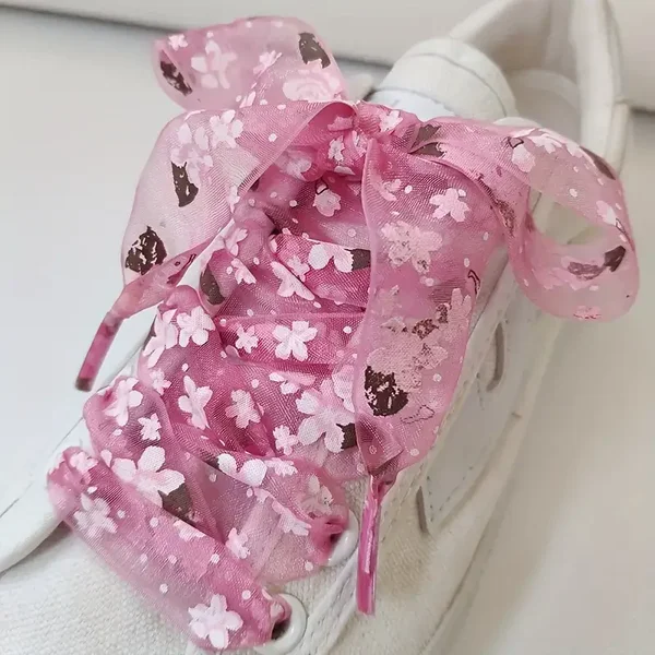 Schoenveters organza bloemenprint - 2 kleuren