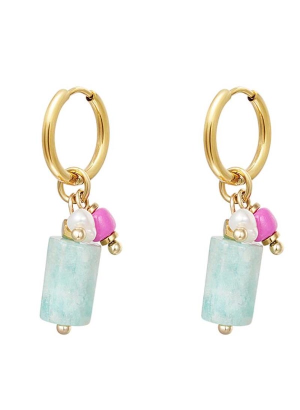 RVS oorbellen hangend blokje