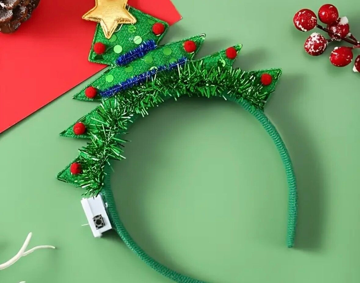 Haarband met LED kerstboom
