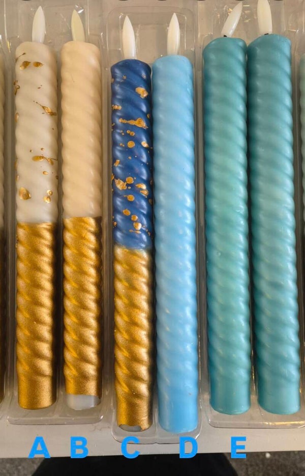 LED kaarsen Beige, Blauw & Goud