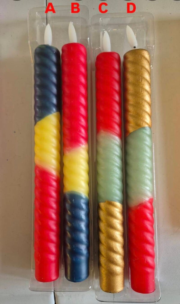 LED kaarsen Blauw, Geel, Rood en Goud
