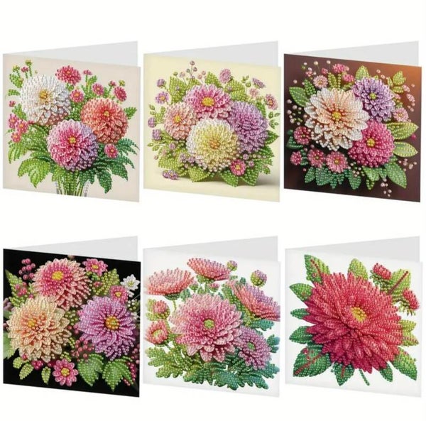 Kaart Dahlia's - Set van 6 kaarten incl. steentjes