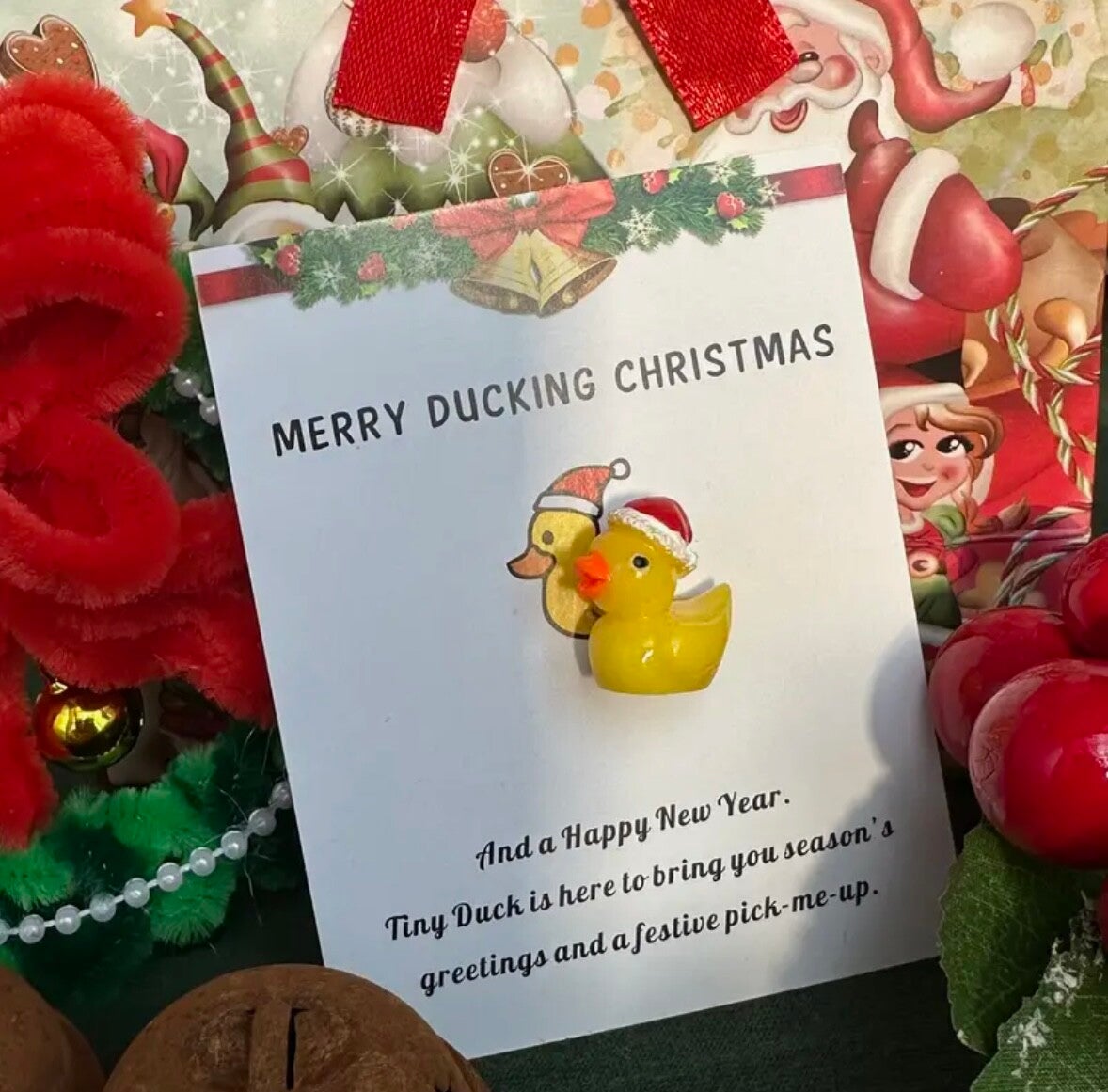 Mini kerstkaart Duck