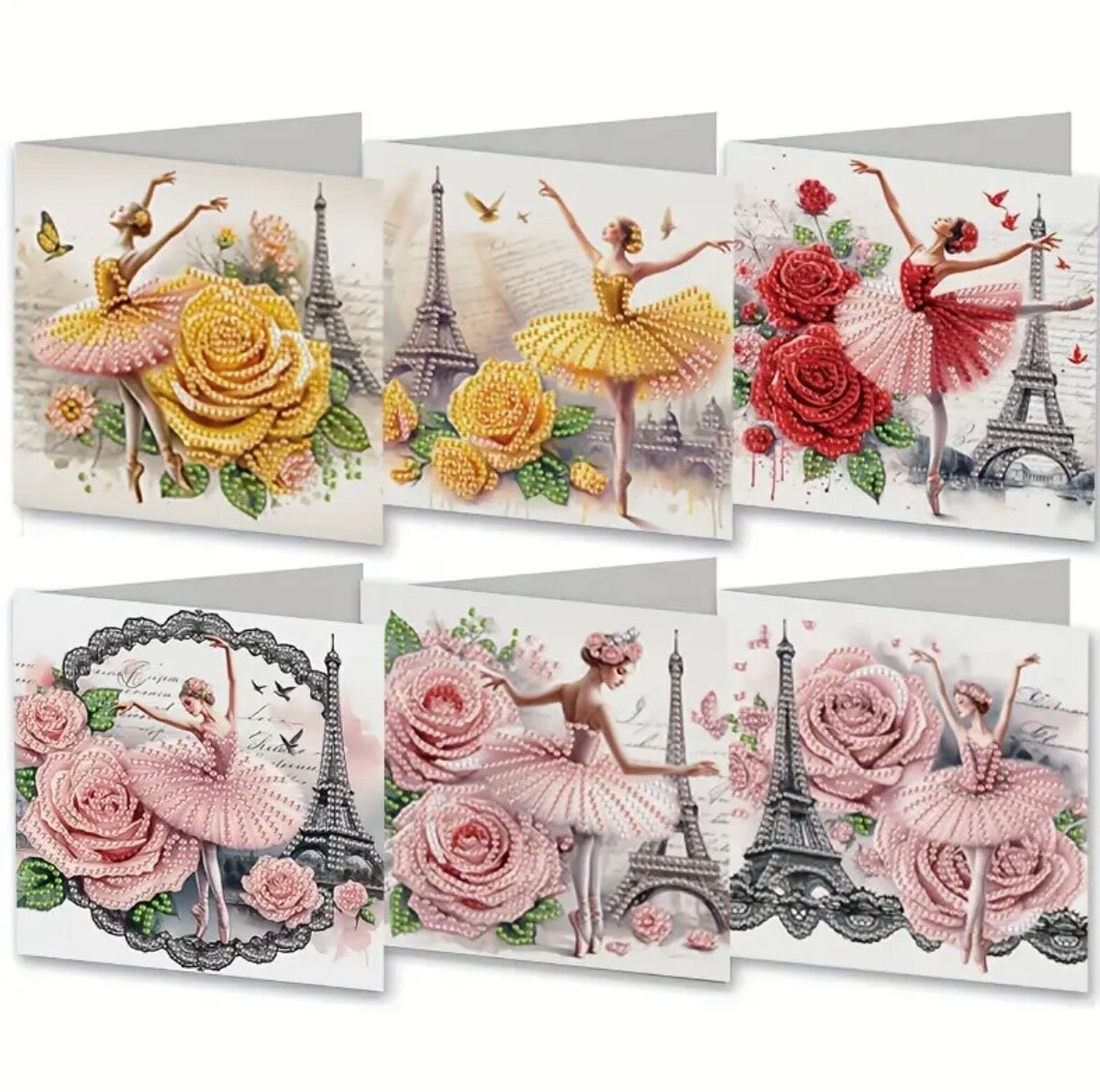 Kaart Ballerina in Parijs - Set van 6 kaarten incl. steentjes