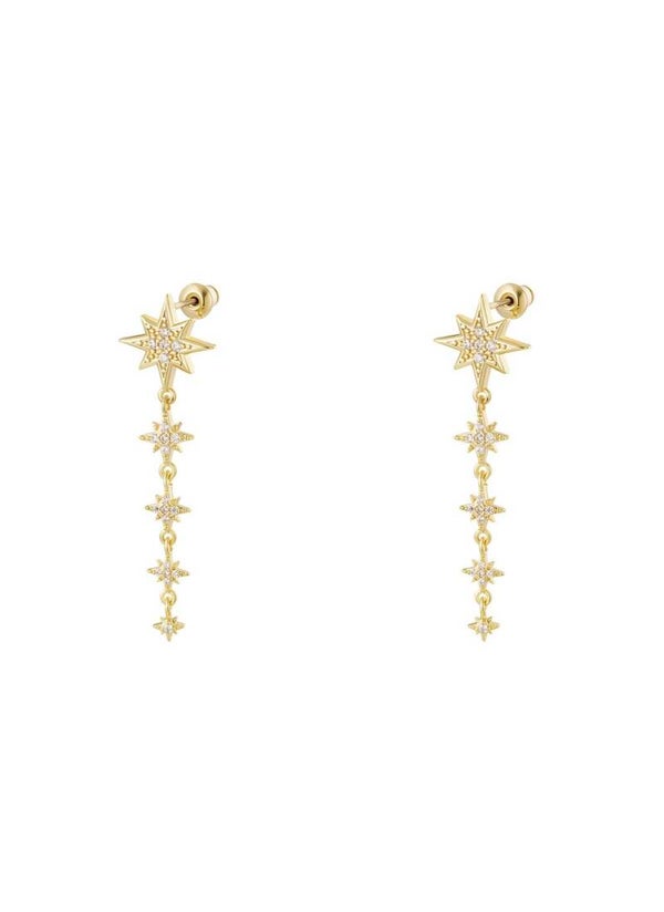 Oorbellen Sparkle 5 sterren - witte of fuchsia steentjes