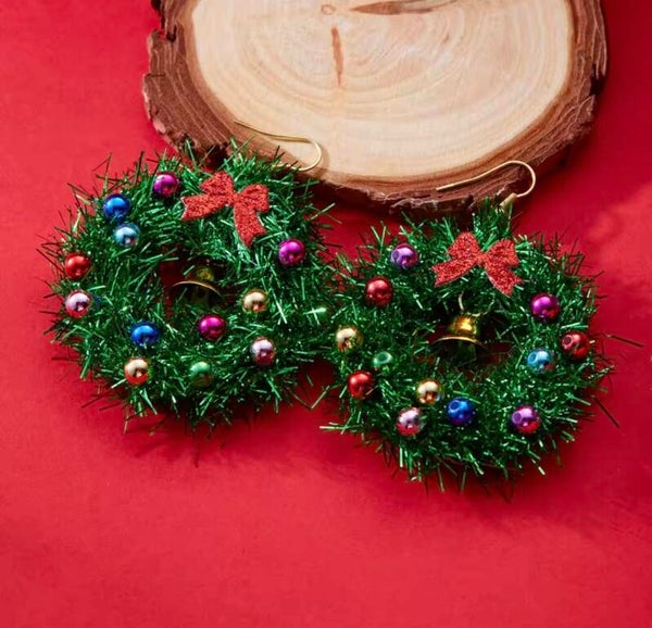 Kerstkrans oorbellen - model A