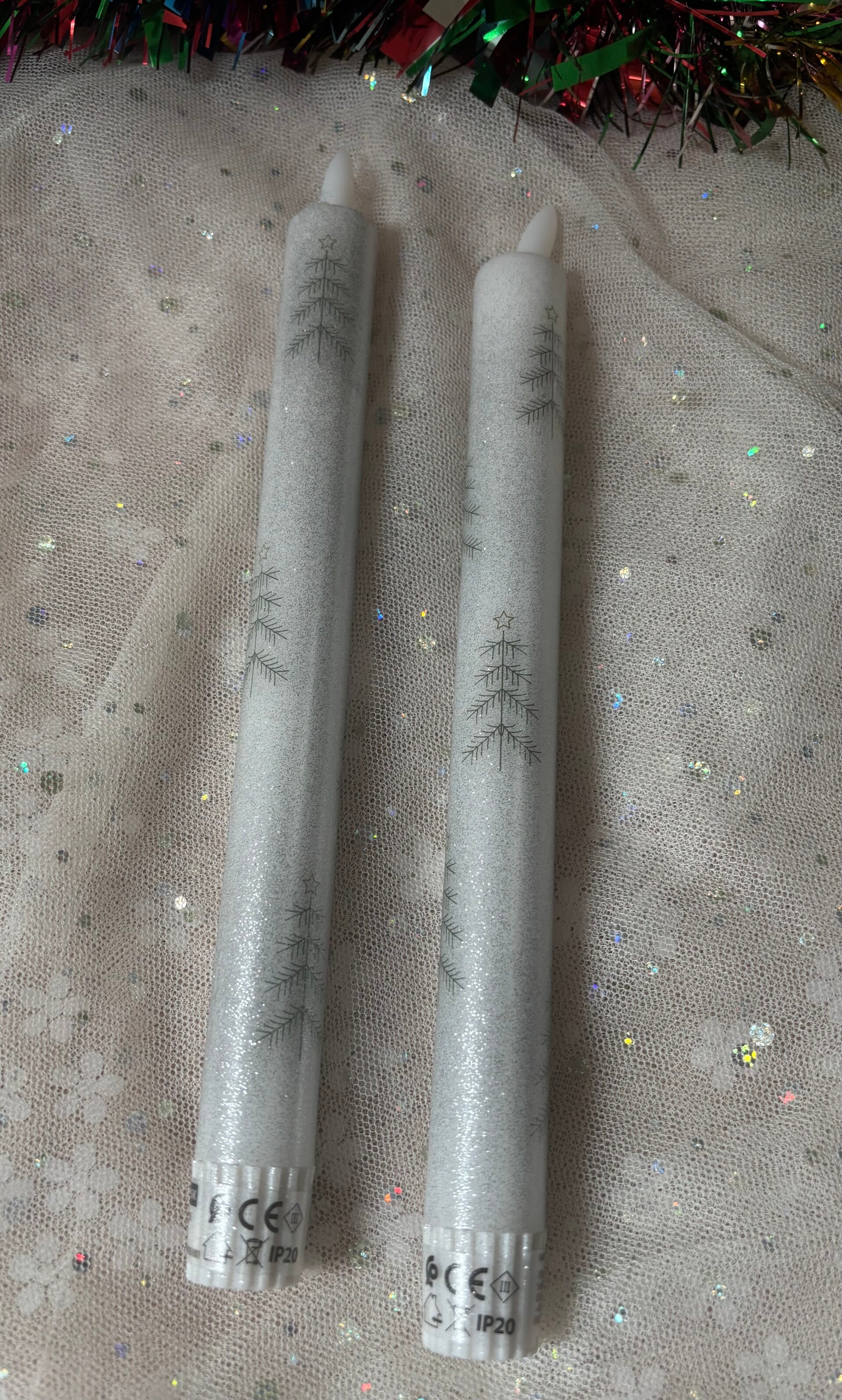 LED kaars Kerstboom glitter (incl. batterijen) - Per stuk of per set (aanbieding)