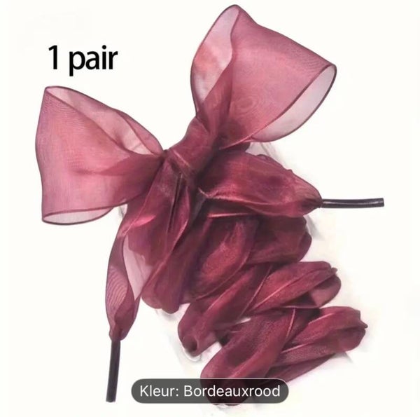 Schoenveters Transparant Satijn - Bordeaux