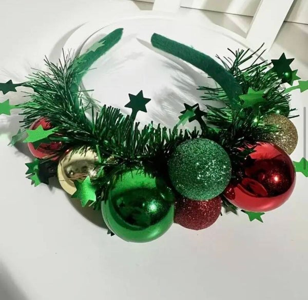 Haarband Kerstballen groen