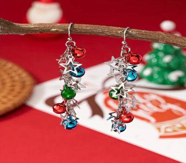 Oorbellen Pentagram en kleurrijke bolletjes