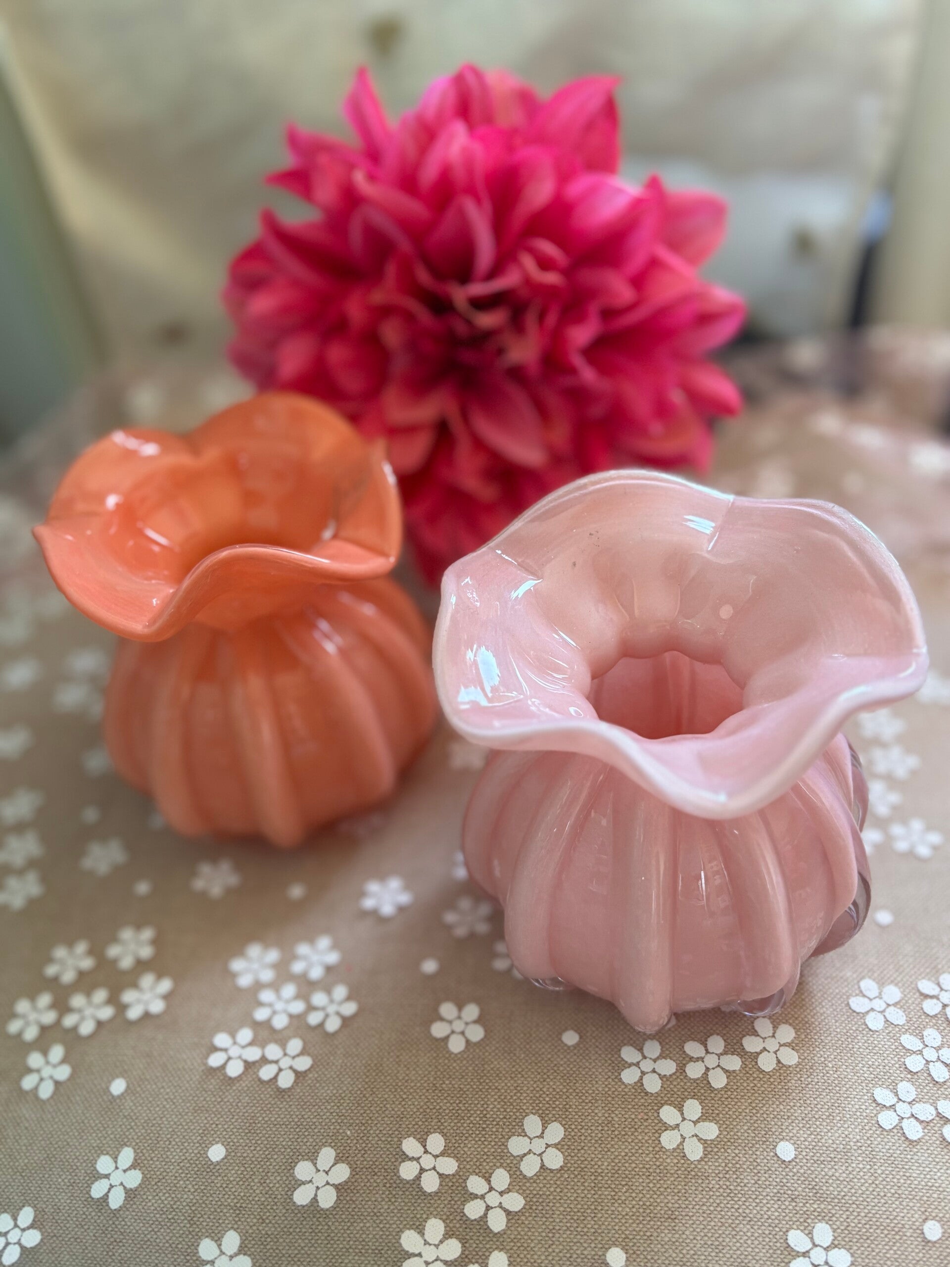 Glazen vaasje Flora - Koraal en Roze