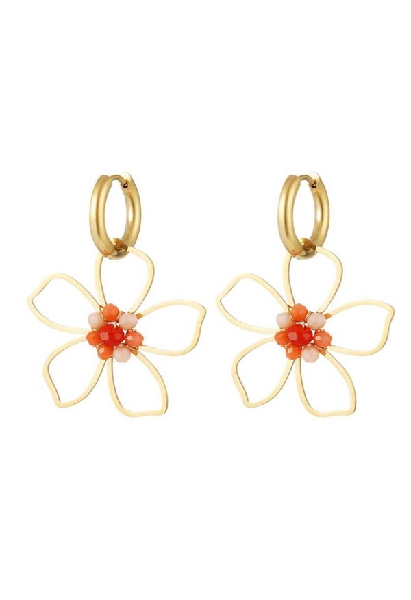 RVS oorbellen wilde bloem