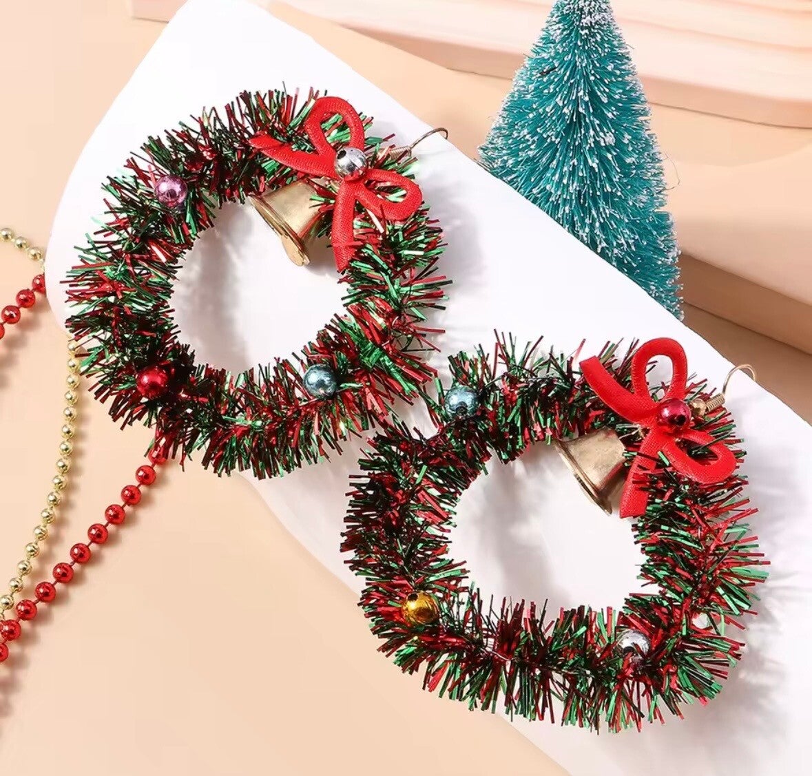 Oorbellen Kerstkrans Strik