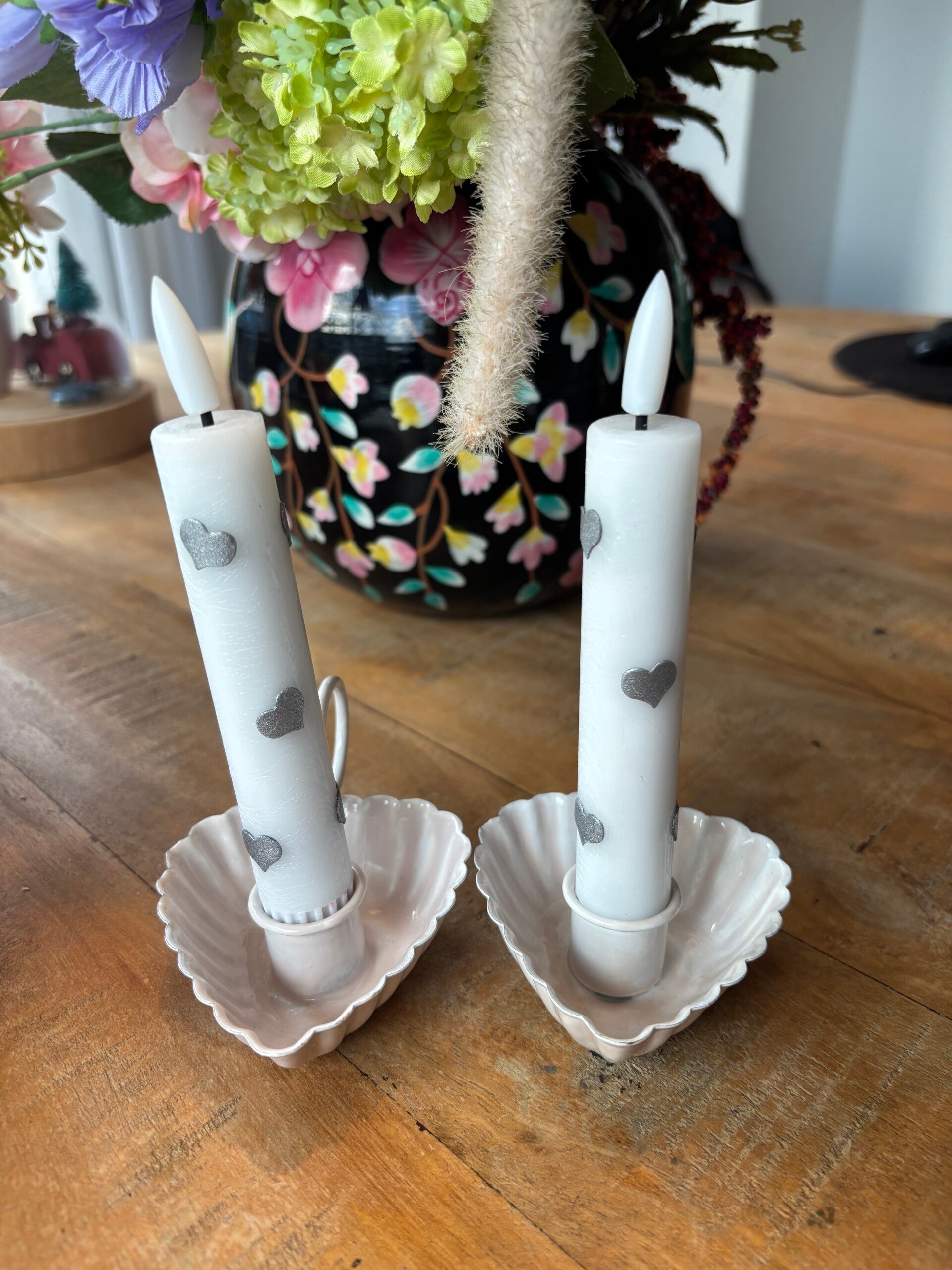 LED dinerkaars (incl. batterijen) - Hartjes -15 cm