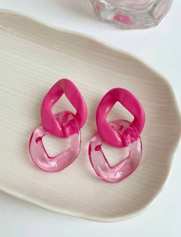 Schakel oorbel - Roze