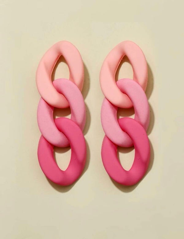 Schakel oorbel - Roze