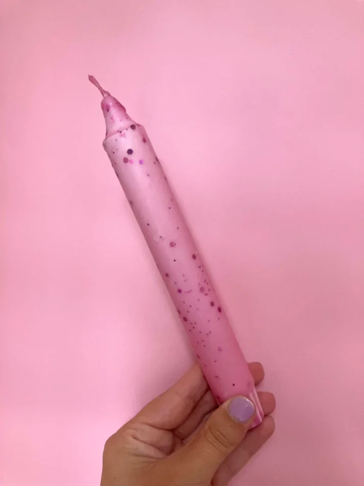 FLAM.Kaars - Roze glitter - per stuk