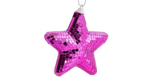 Kersthanger Disco ster - Fuchsia en Zilver