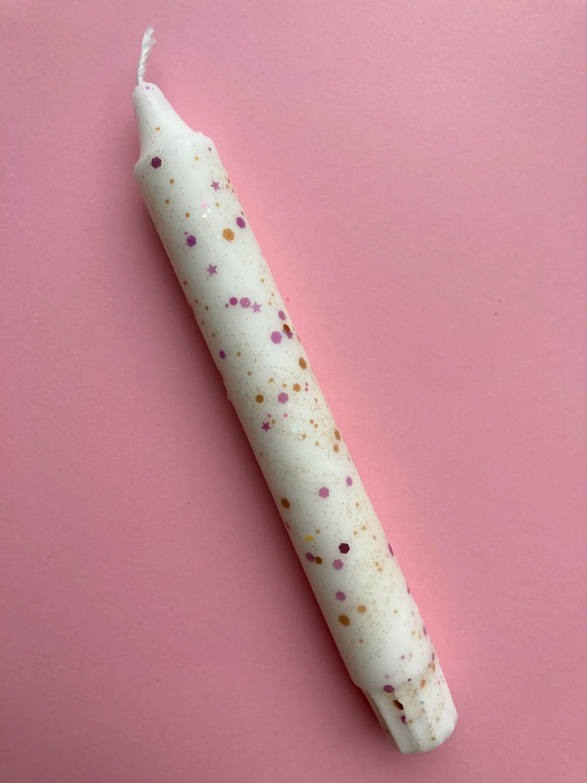 FLAM.Kaars - Wit glitter - per stuk