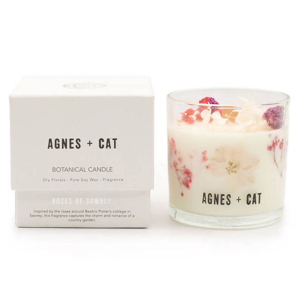 Agnes and Cat Botanical Candle -- Roses of Sawrey