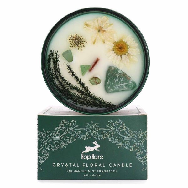 Hop Hare Crystal Magic Flower Candle - Dark Green