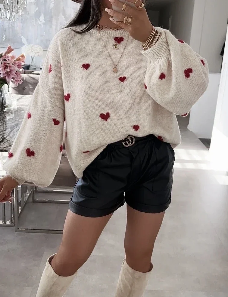 Pull en maille avec motif coeur