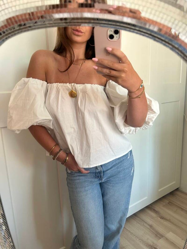 Top Off Shoulder - Wit