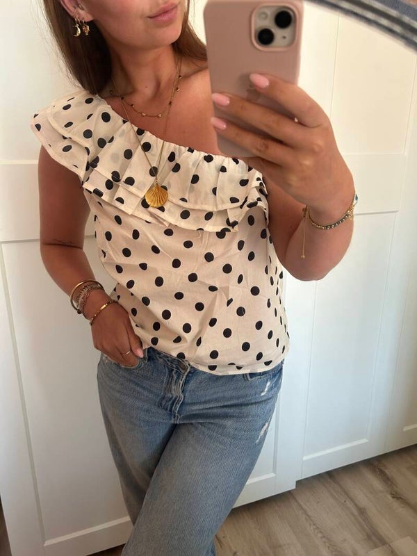 Top Off Shoulder - Polkadots