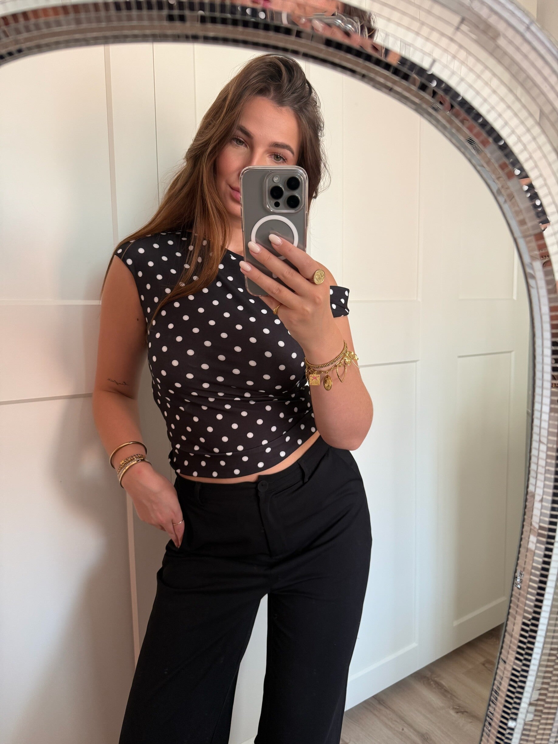 Top - Twist Dots Zwart