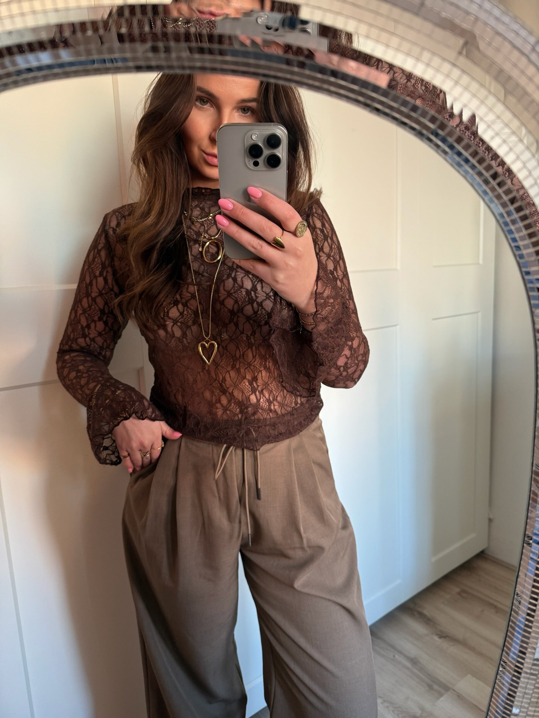 Top - Longsleeve Donkerbruin