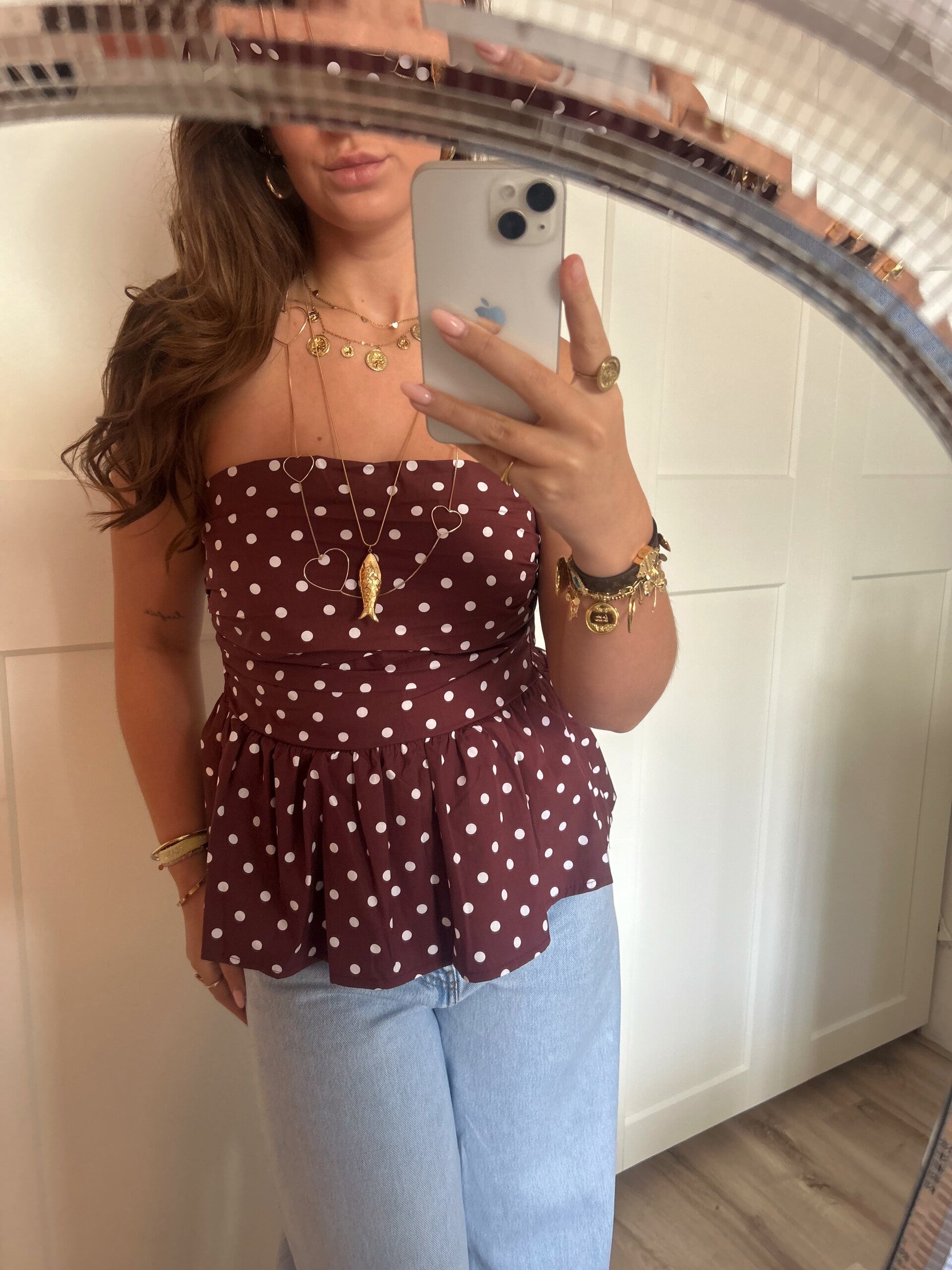 Bandeau Top Dots  - Bordeaux