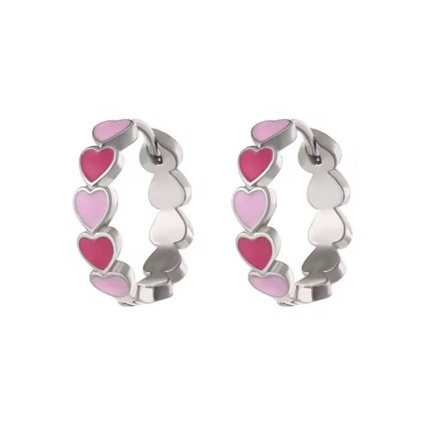 Oorbellen hartjes roze