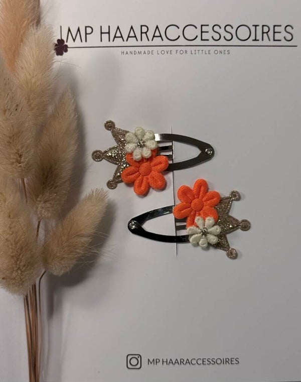 Koningsdag / WK: Haarspeldjes bloem / kroon
