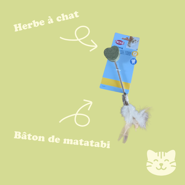 Jouet Trixie Matatabi Lolly Cœur avec Herbe à Chat et Plumes 23 cm