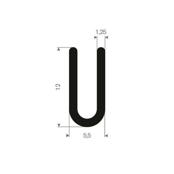U-profiel h12 x br5.5 inw 3 mm