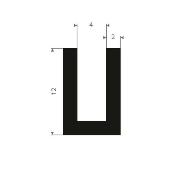 U-profiel h12 x br8 inw 4 mm