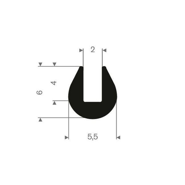 U-profiel h6 x br5.5 inw 2 mm