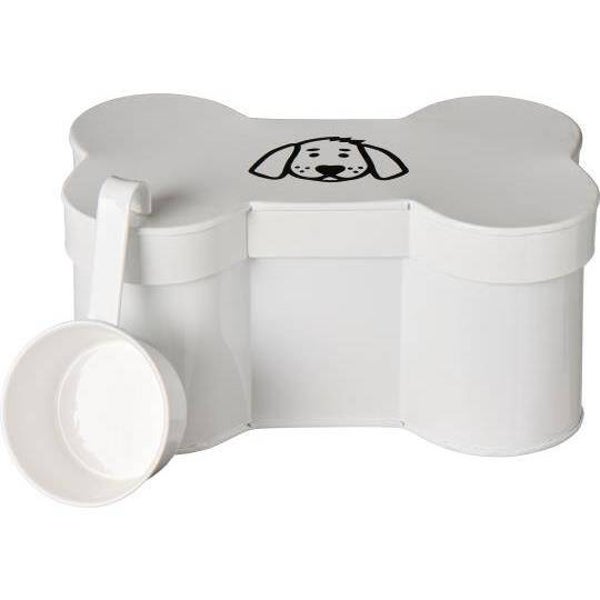 Canister shaped like bone w/dog motif and measuring cup  04891-11