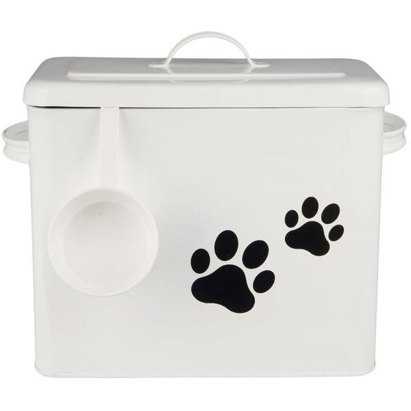 Ib-Laursen Box w/lid f/dog food w/paw motif and 1 measuring cup  04895-11