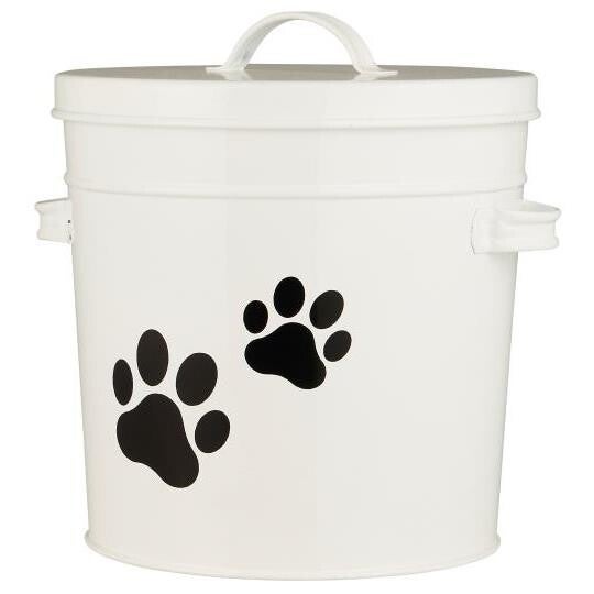 Ib-Laursen Bucket w/lid white w/paw motif 5 ltr  04898-11