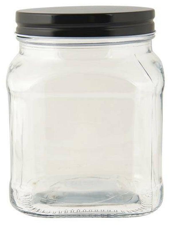 Ib-laursen Glass jar w/black lid square 700 ml  0654-24