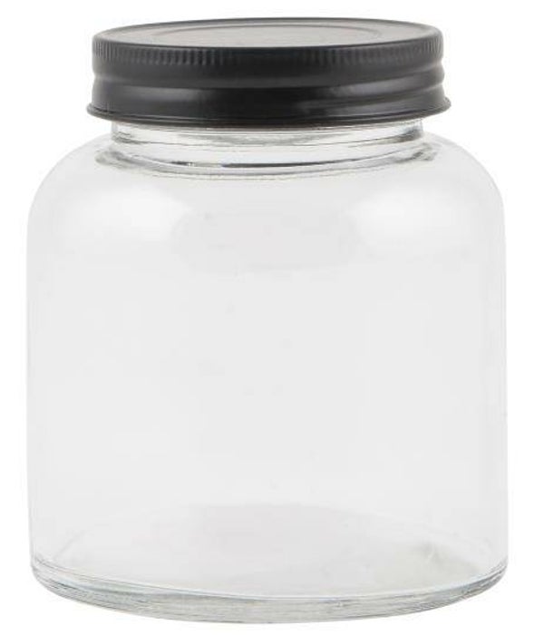 Ib-Laursen Glass jar medium Sevilla w/black lid, 350   0687-24