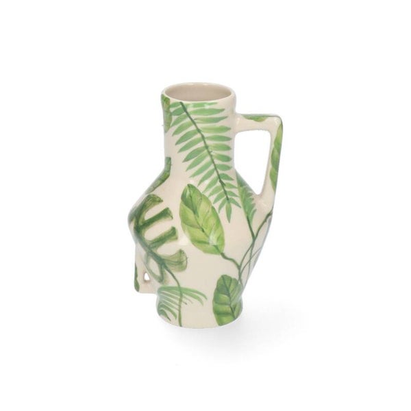 Vase 15 cm Jungle print handpainted with handle  12.21.042.