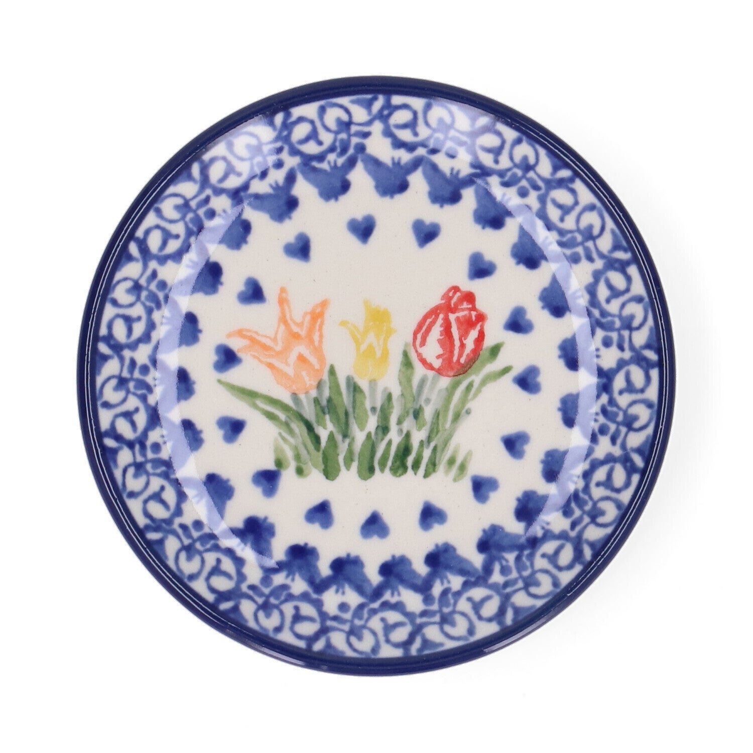 Bunzlau Castle  Teabag Dish Round - Tulip Hearts  1262-3369