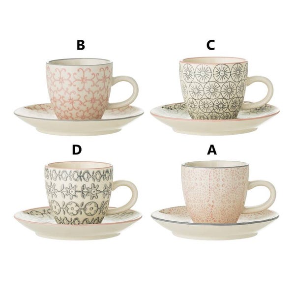 Bloomingville Cécile Espresso Cup w/Saucer, Rose, Stoneware  21100645