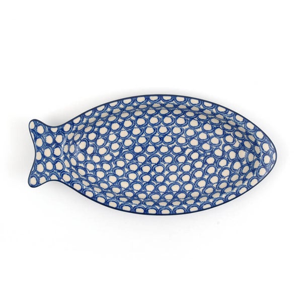 Bunzlau Castle Plate Fish Shaped Medium - Pearls   2374-2403