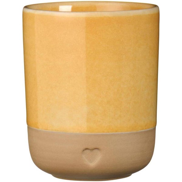 Ib-Laursen  Mug w/o handle Heart matt brown clay w/yellow edge 190 ml  2467-04